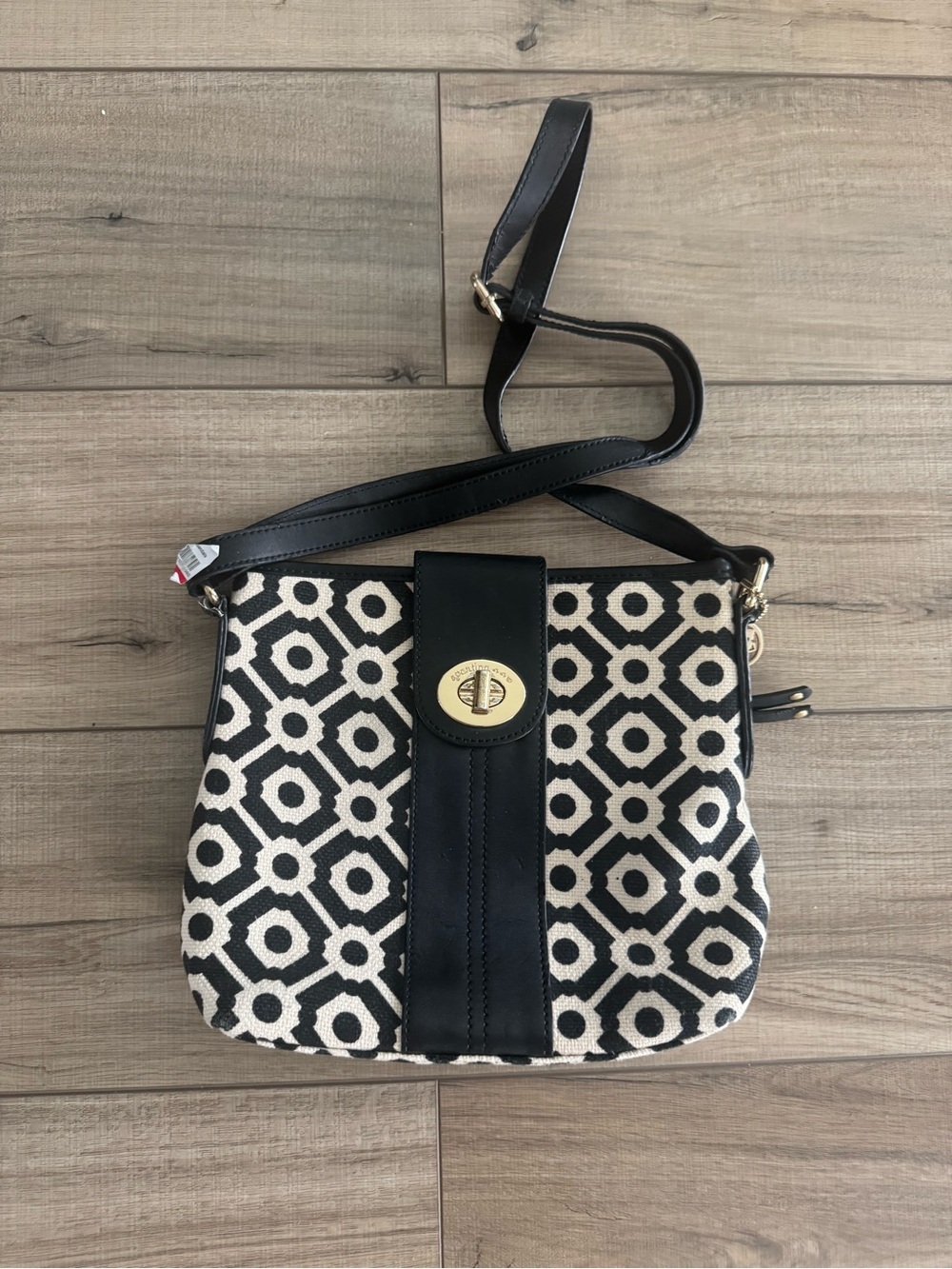 Spartina 449 Black and Cream Geometric Crossbody Bag